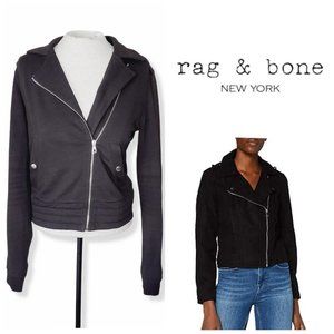 RAG & BONE Knit Black Cotton Moto Edgy Jacket